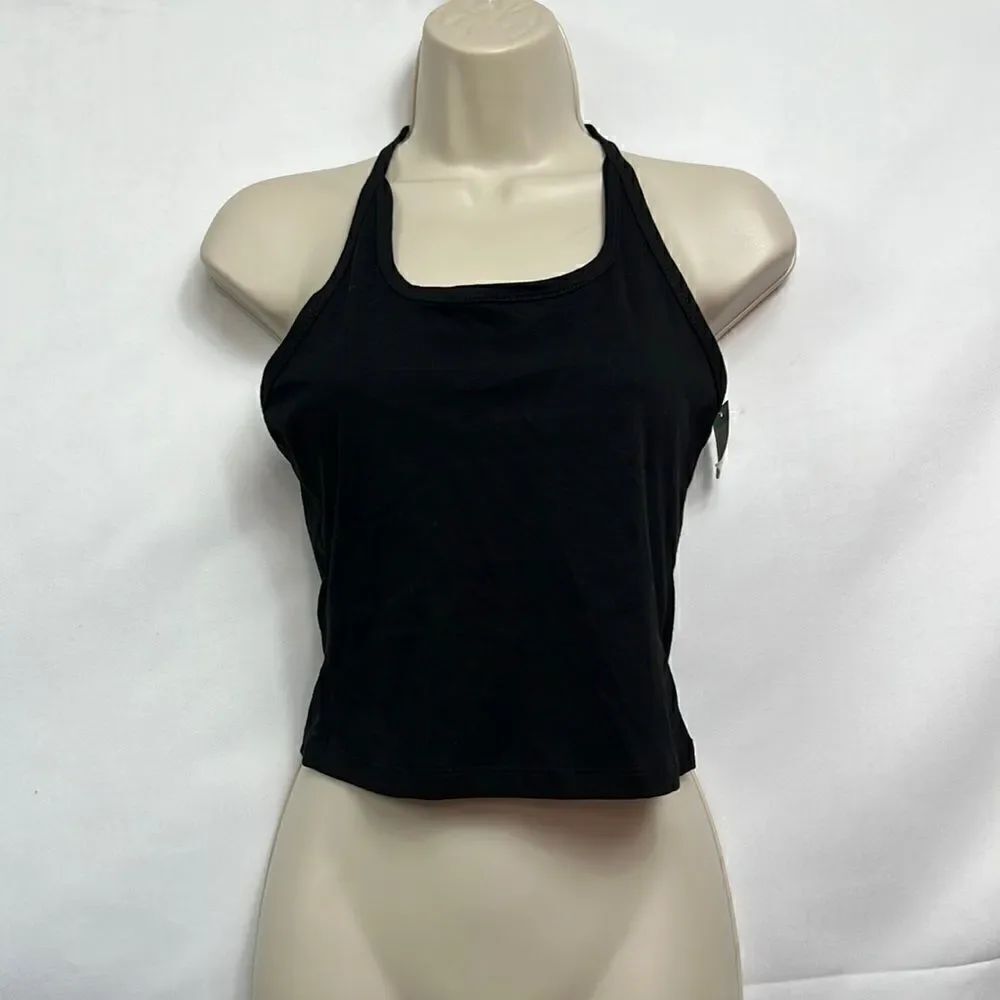 Edikted Black cropped halter top NWT size Large